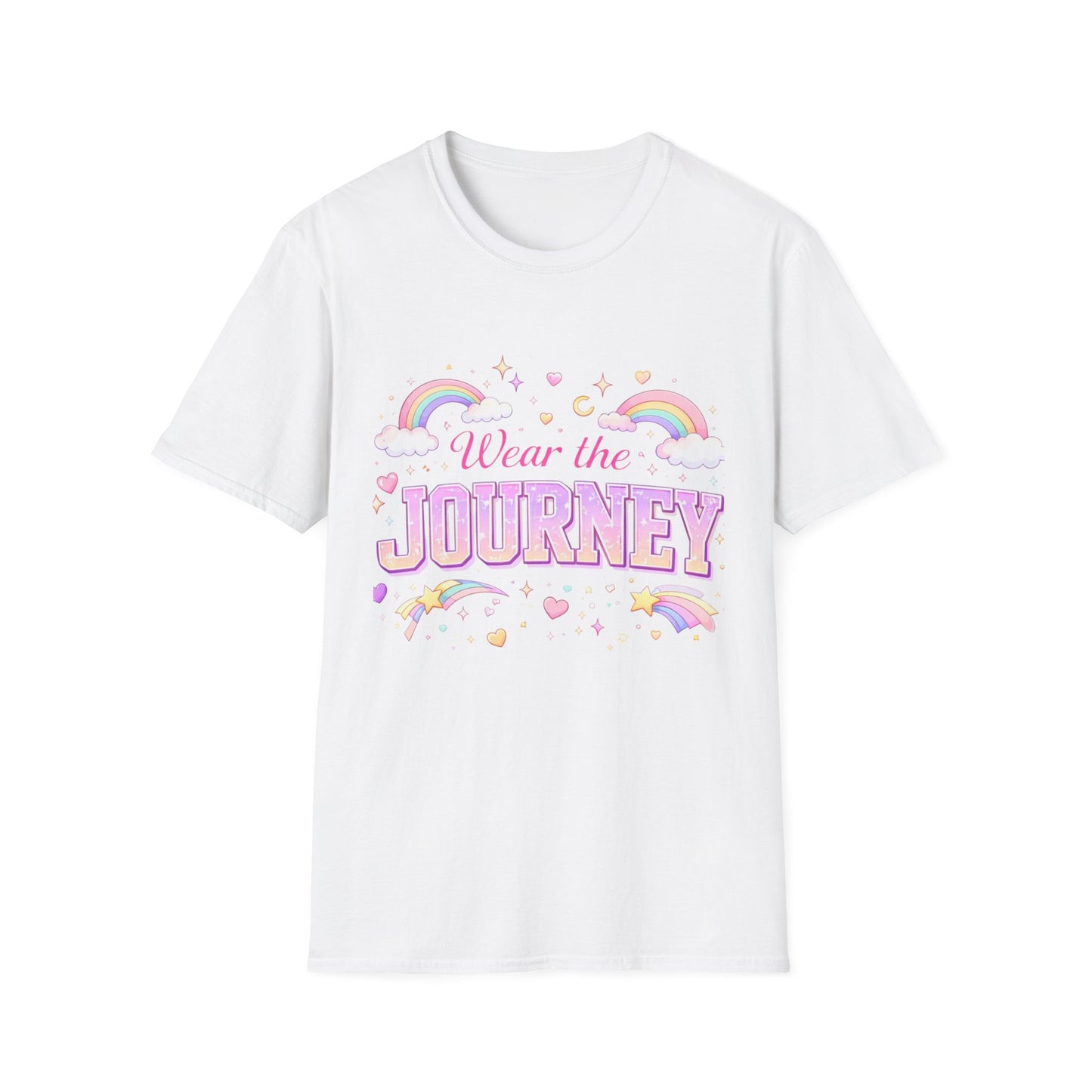 Wear the Journey T-Shirt — Pastel Rainbow Inspirational Graphic Tee